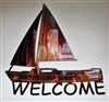 Sailboat Welcome Metal Wall Art