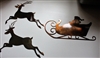 Santa Sleigh and Two Reindeer Metal Wall Art Decor