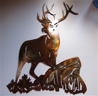 Elk on a Rock Metal Wall Art