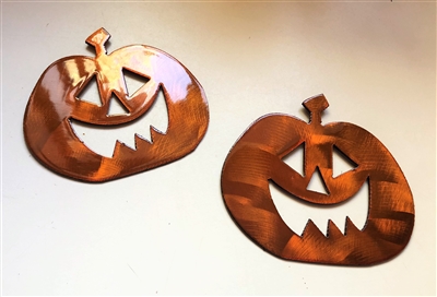 Small Pumpkin Pair Metal Art Accent 4 3/4" tall x 5" wide