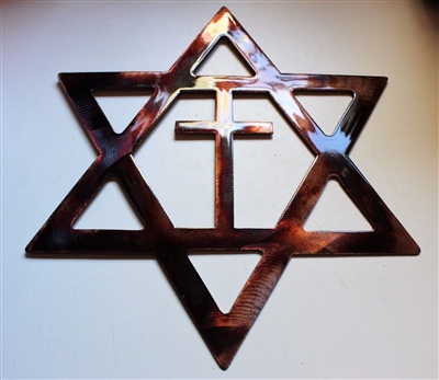 Star of David with Cross Metal Wall Art