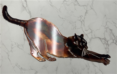 Stretching Kitty Metal Wall Art