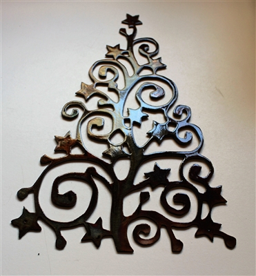 Swirl and Star Metal Wall Art Christmas Tree