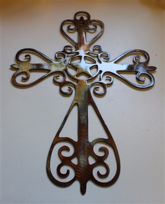 Western Ornamental Cross Metal Wall Art Decor