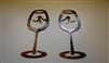 Wine Glass Set Copper/Bronze Plated  Small Pair