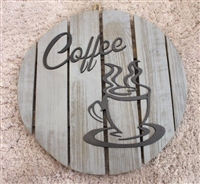 'Coffee' Wood & Metal Plaque Decor