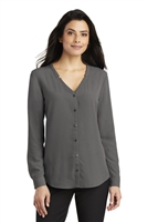 Port Authority Ladies Long Sleeve Button-Front Blouse