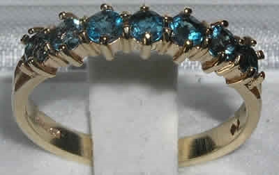 Beautiful 14K Yellow Gold London Blue Topaz Half Eternity Ring