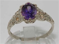 Exquisite Platinum Amethyst Solitaire Ring