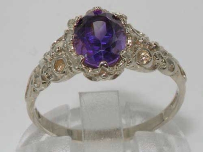 Exquisite Platinum Amethyst Solitaire Ring