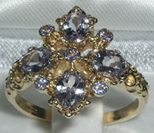 Stunning 9K Yellow Gold Tanzanite Diamond Shaped Ring