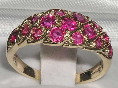 Vibrant 9K Yellow Gold Ruby Band Ring