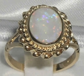Elegant 9K Yellow Gold Australian Opal Solitaire Ring