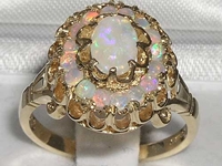 Stunning 9K Yellow Gold Australian Opal Cluster Ring