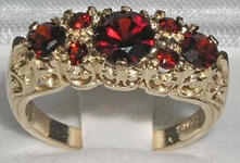 Elegant 9K Yellow Gold Garnet Set Seven Stone Ring