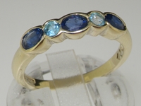 Classic 9K Yellow Gold Sapphire and Blue Topaz Ring