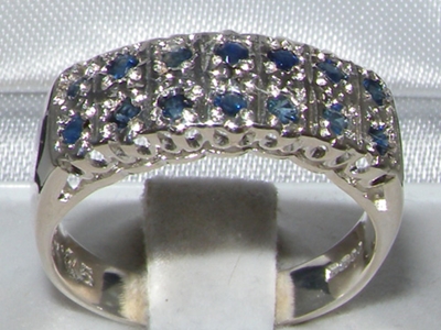 Sterling Silver Double Row Sapphire Half Eternity Ring