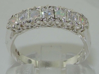 Gorgeous Ornate Sterling Silver Diamond and Opal Half Eternity Ring