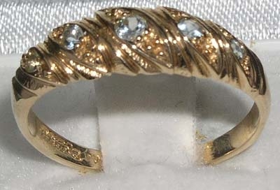 9K Yellow Gold Five Stone Aquamarine Ring