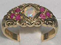 Stunning 9K Yellow Gold Opal and Ruby Ring