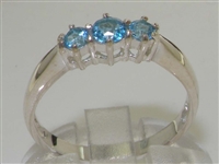 Modern Sterling Silver Blue Topaz Trilogy Ring
