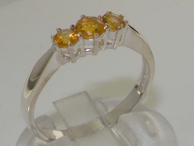 Stunning Sterling Silver Citrine Trilogy Ring