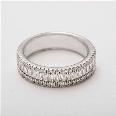 Beautiful Platinum 1.25ct Baguette & Brilliant Cut Diamond Eternity Wedding Ring