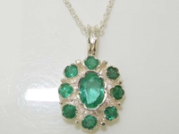 Beautiful Sterling Silver Emerald Pendant Necklace
