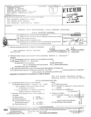 DOROTHY STRATTEN - PROBATE