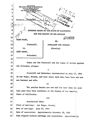 CARY GRANT and DYAN CANNON - DIVORCE
