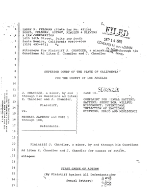 MICHAEL JACKSON - 1993 SEXUAL BATTERY CIVIL SUIT