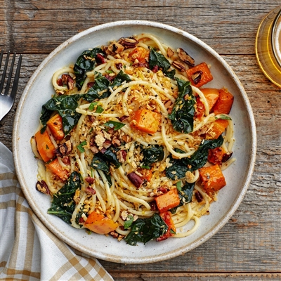 Winter Squash and Kale Pasta with Roasted Sausage