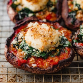 Stuffed Portabello Mushrooms with Crispy Goat Cheese