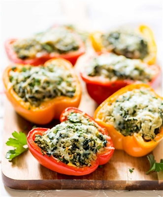 Spinach, Quinoa, and Feta stuffed Pepper