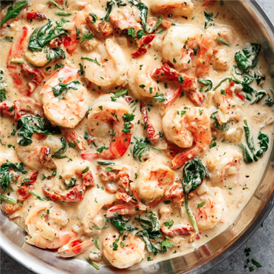 Creamy Garlic Shrimp with Toasted Orzo