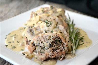 Rosemary Pork Medallions with Mushroom Wine Sauce