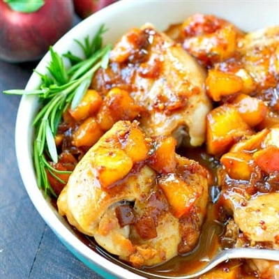 Peach BBQ Sauce Glazed Chicken  Thighs