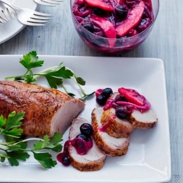 Roasted Pork Tenderloin with Blueberry Thyme Compote