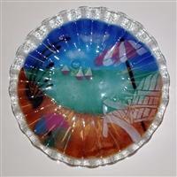 10.75 inch Pastel Beach Scene Plate