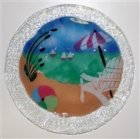 12 inch Pastel Beach Scene Plate