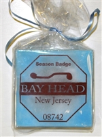 Any Town Beach Badge Blue Coasters