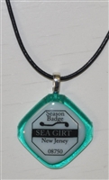 Any Town Beach Badge Seafoam Necklace