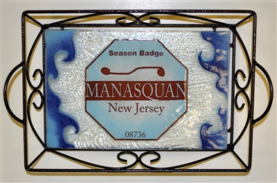Any Town Beach Badge Blue Small Tray (with Metal Holder)