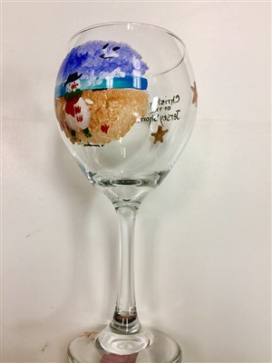 Beach Snowman Red Wine Glass