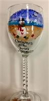 Beach Snowman White Wine Glass