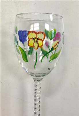 Bold Pansy White Wine Glass