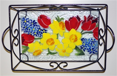 Bold Spring Floral Small Tray (with Metal Holder)