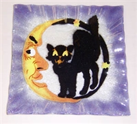 Cat and Moon Small Square Plate