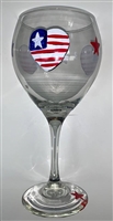 Heart Flag Red Wine Glass