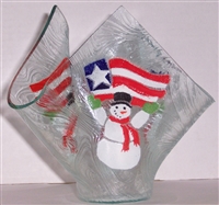 Patriotic Snowman Large Candleholder